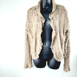 Elegant Lace Cardigan - Brown